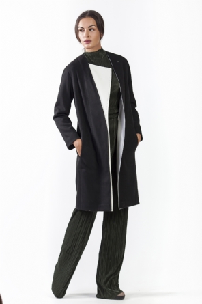 Παλτό μαύρο με λευκό