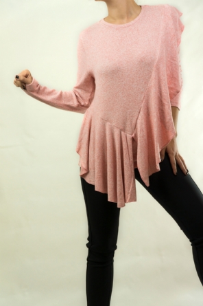 Μπλούζα ροζ flis με βολάν Μπλούζα ροζ flis με βολάν