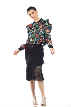 Φούστα μαύρη με βολάν Φούστα μαύρη με βολάν