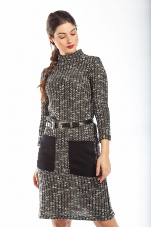 Φόρεμα γκρι pencil με τσέπες Φόρεμα γκρι pencil με τσέπες