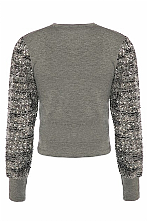 Μπλούζα γκρι με μανίκια παγιέτα Μπλούζα γκρι με μανίκια παγιέτα