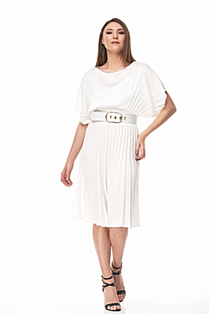 Φόρεμα λευκό πλισέ midi