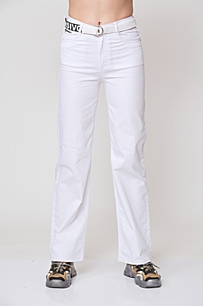 Παντελόνι Λευκό Jean με Ζώνη