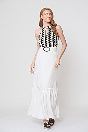Φόρεμα Λευκό Maxi με Δαντέλα