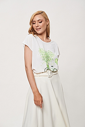 Λευκή μπλούζα με πράσινο σχέδιο 