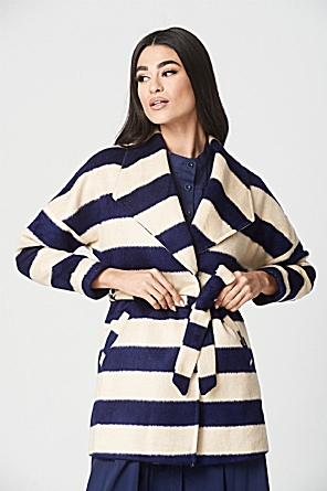 Παλτό Iris μπλε με εκρού ρίγες