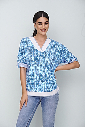 Μπλούζα Mayra Γαλάζια με Σχέδια