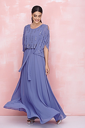 Φόρεμα Caroline Maxi Μπλε με Στρας