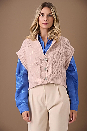 Γιλέκο Olympia Πλεκτό Crop Dusty Pink