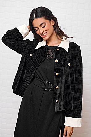 Σακάκι Jenifer Μαύρο με Εκρού λεπτομέρειες Σακάκι Jenifer Μαύρο με Εκρού λεπτομέρειες