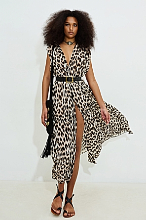 Gyda Leopard Ruffled Maxi Tunic